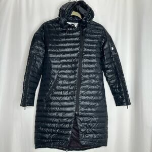 Snowman down filled puffer jacket long black size XS warm winter